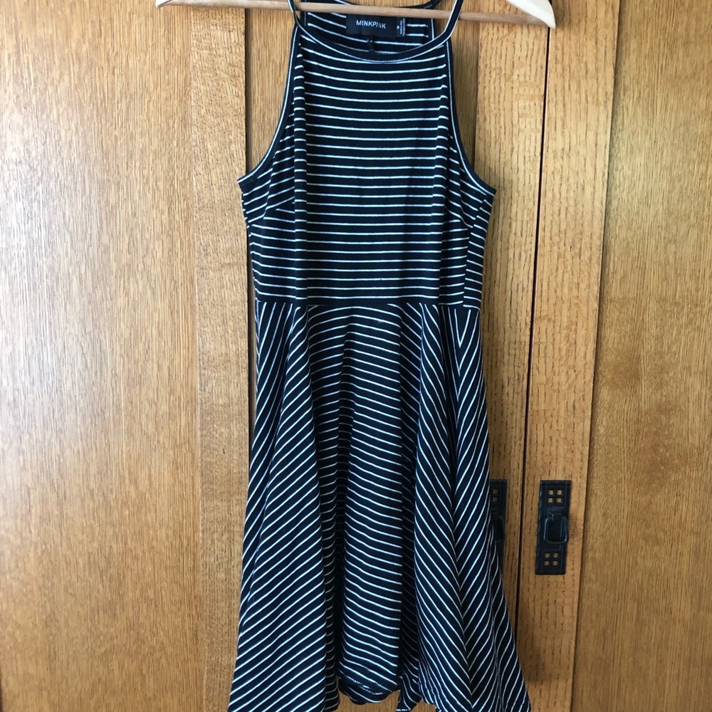 MINKPINK Black and White Striped Sundress, M